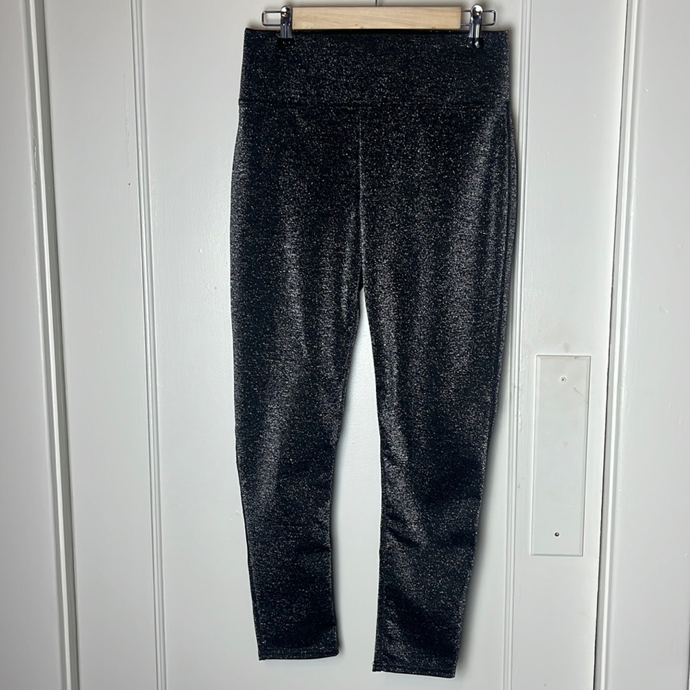 Slim Factor by Investments Leggings Size Small Silver Glitter Holiday EUC
